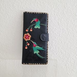 Hummingbird Embroidered  Large Flat Wallet by Lavishy